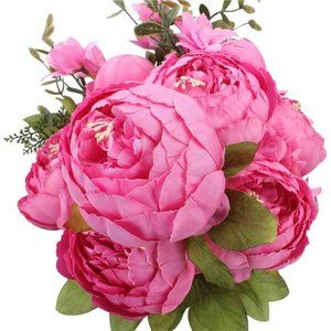 Pink Flowers Artificial Silk Peony Bouquets Wedding Home Decoration Floral Decor